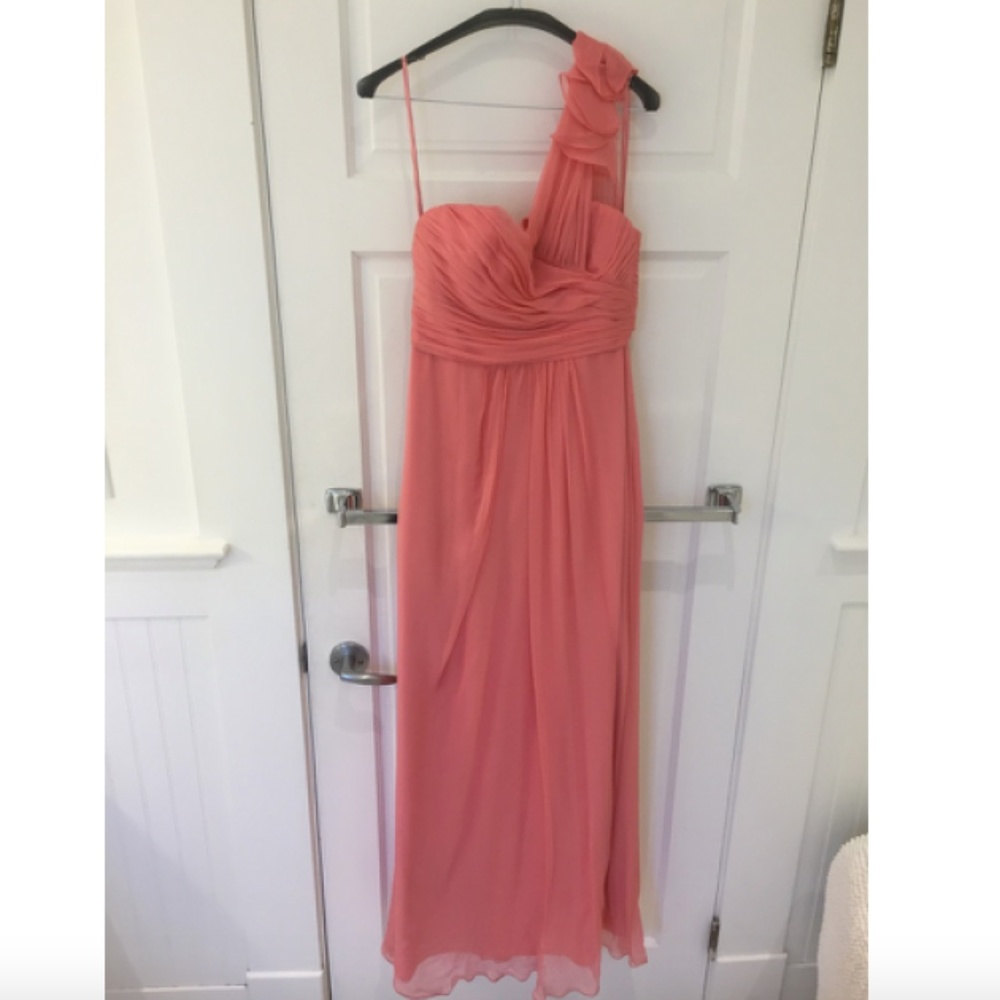 Amsale 1-shoulder crinkle chiffon dress Size 4